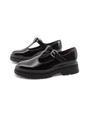 Ballerina vegan t-strap nera lucida