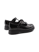 Ballerina vegan t-strap nera lucida
