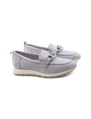 Mocassino in pelle con catena donna