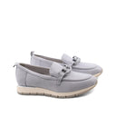 Mocassino in pelle con catena donna