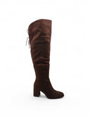 Stivale overknee marrone con lacci