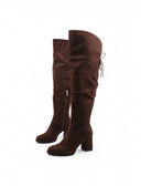 Stivale overknee marrone con lacci