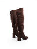 Stivale overknee marrone con lacci