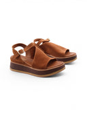 Sandalo oro in pelle laminata da donna