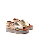 Sandalo donna in vera pelle con zeppa