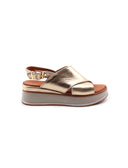 Sandalo donna in vera pelle con zeppa
