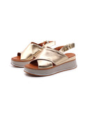 Sandalo donna in vera pelle con zeppa