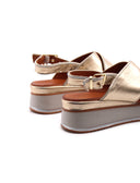 Sandalo donna in vera pelle con zeppa