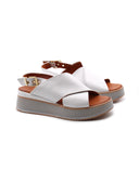 Sandalo donna in vera pelle con zeppa