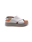 Sandalo donna in vera pelle con zeppa