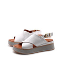 Sandalo donna in vera pelle con zeppa