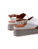 Sandalo donna in vera pelle con zeppa