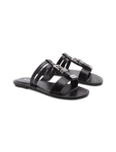Ciabattina vegan nera con fibbia donna