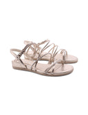 Sandalo laminato con strass da donna