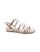 Sandalo laminato con strass da donna