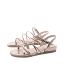 Sandalo laminato con strass da donna