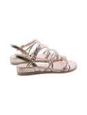 Sandalo laminato con strass da donna