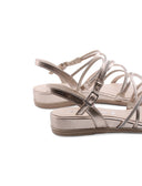 Sandalo laminato con strass da donna