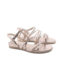 Sandalo laminato con strass da donna