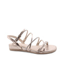 Sandalo laminato con strass da donna