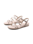 Sandalo laminato con strass da donna