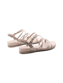 Sandalo laminato con strass da donna
