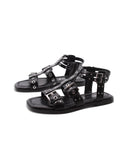 Sandalo vegan nero con borchie da donna