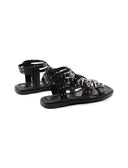 Sandalo vegan nero con borchie da donna