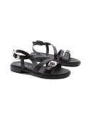 Sandalo in pelle con fibbie da donna