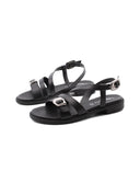 Sandalo in pelle con fibbie da donna