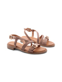 Sandalo in pelle con fibbie da donna