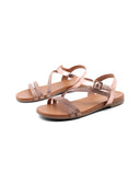 Sandalo laminato con strass da donna