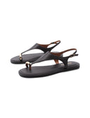 Sandalo infradito in pelle da donna