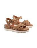 Sandalo in pelle con zeppa da donna