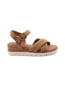 Sandalo in pelle con zeppa da donna