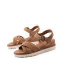 Sandalo in pelle con zeppa da donna