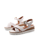 Sandalo in pelle con zeppa da donna