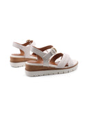 Sandalo in pelle con zeppa da donna