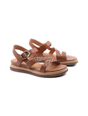 Sandalo in pelle con borchie da donna