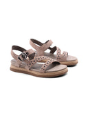 Sandalo in pelle con borchie da donna