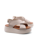Sandalo platform in vera pelle da donna