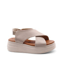 Sandalo platform in vera pelle da donna