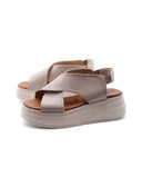 Sandalo platform in vera pelle da donna