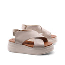 Sandalo platform in vera pelle da donna