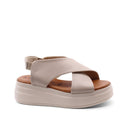 Sandalo platform in vera pelle da donna