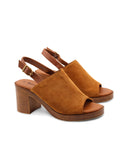 Mules open toe donna con tacco a blocco