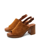 Mules open toe donna con tacco a blocco