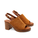 Mules open toe donna con tacco a blocco
