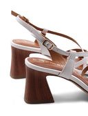 Sandalo bianco in vera pelle da donna