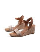 Sandalo con zeppa in corda da donna